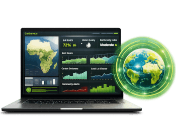 Digital MRV and carbon‑tracking dashboard from CarbonOps™, showing operational climate intelligence tools.